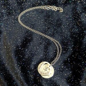 Brighton Heart Silver Pendant Coin Live Laugh Love Necklace